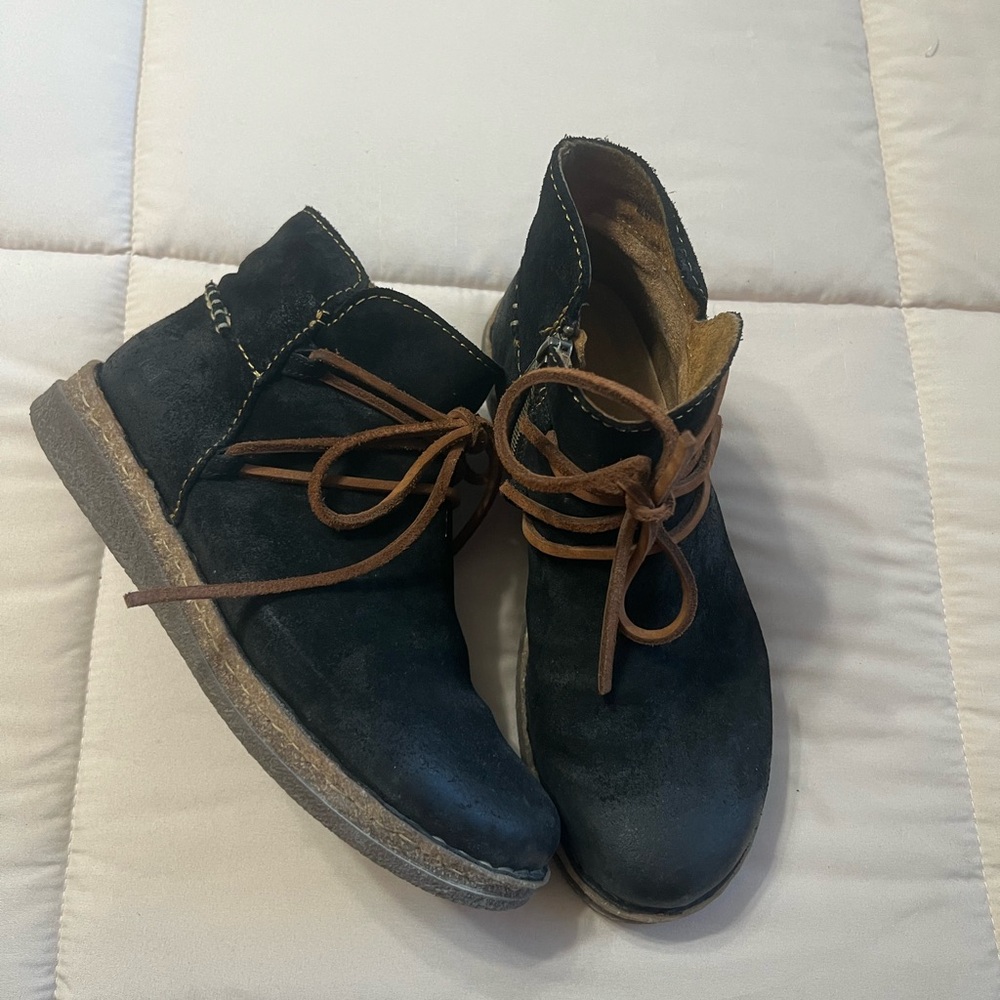Born Black Lace Up Boots with Brown Laces